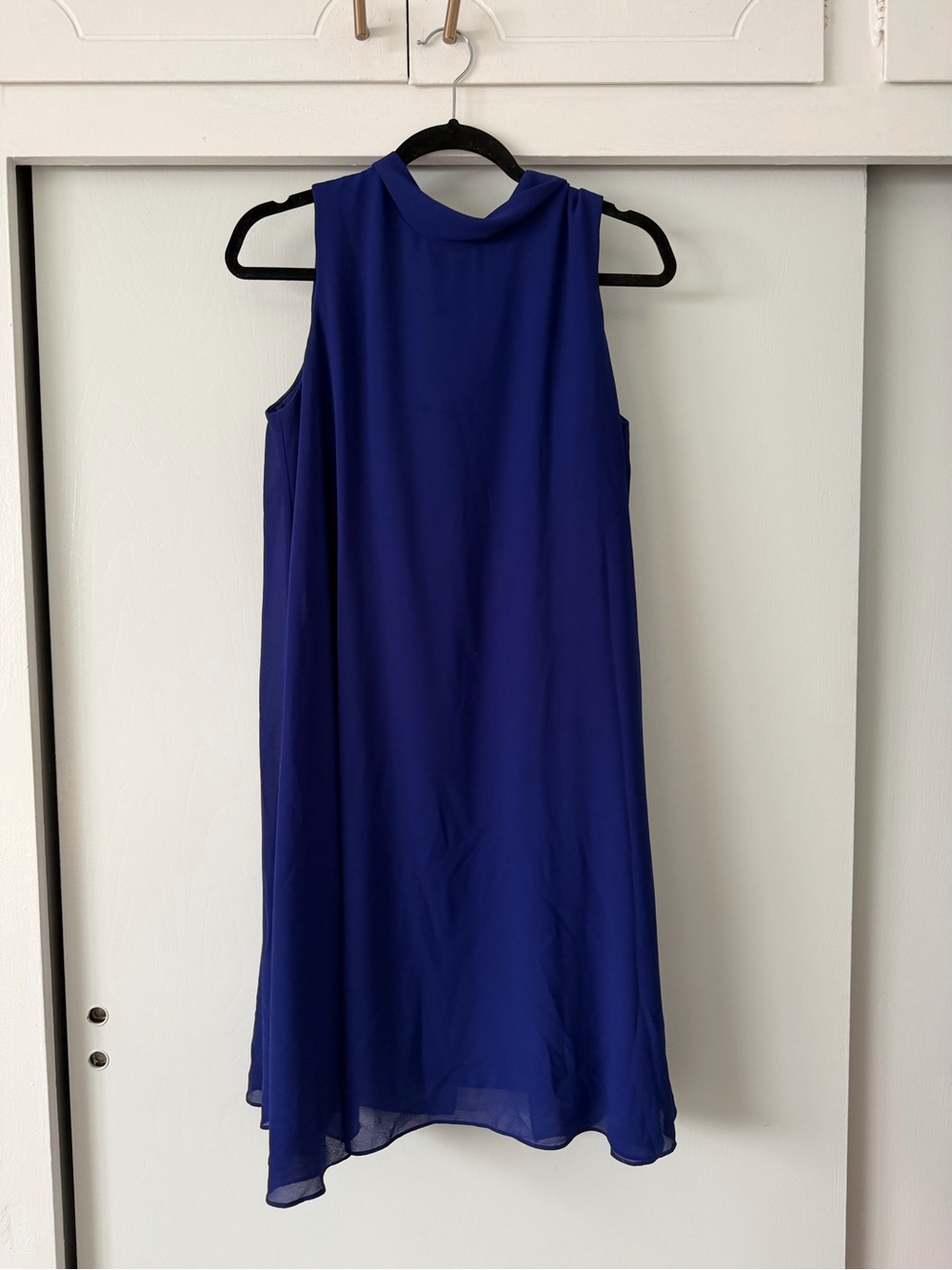 Eliza J Sleeveless High-Neck Shift Dress in Cobalt Blue